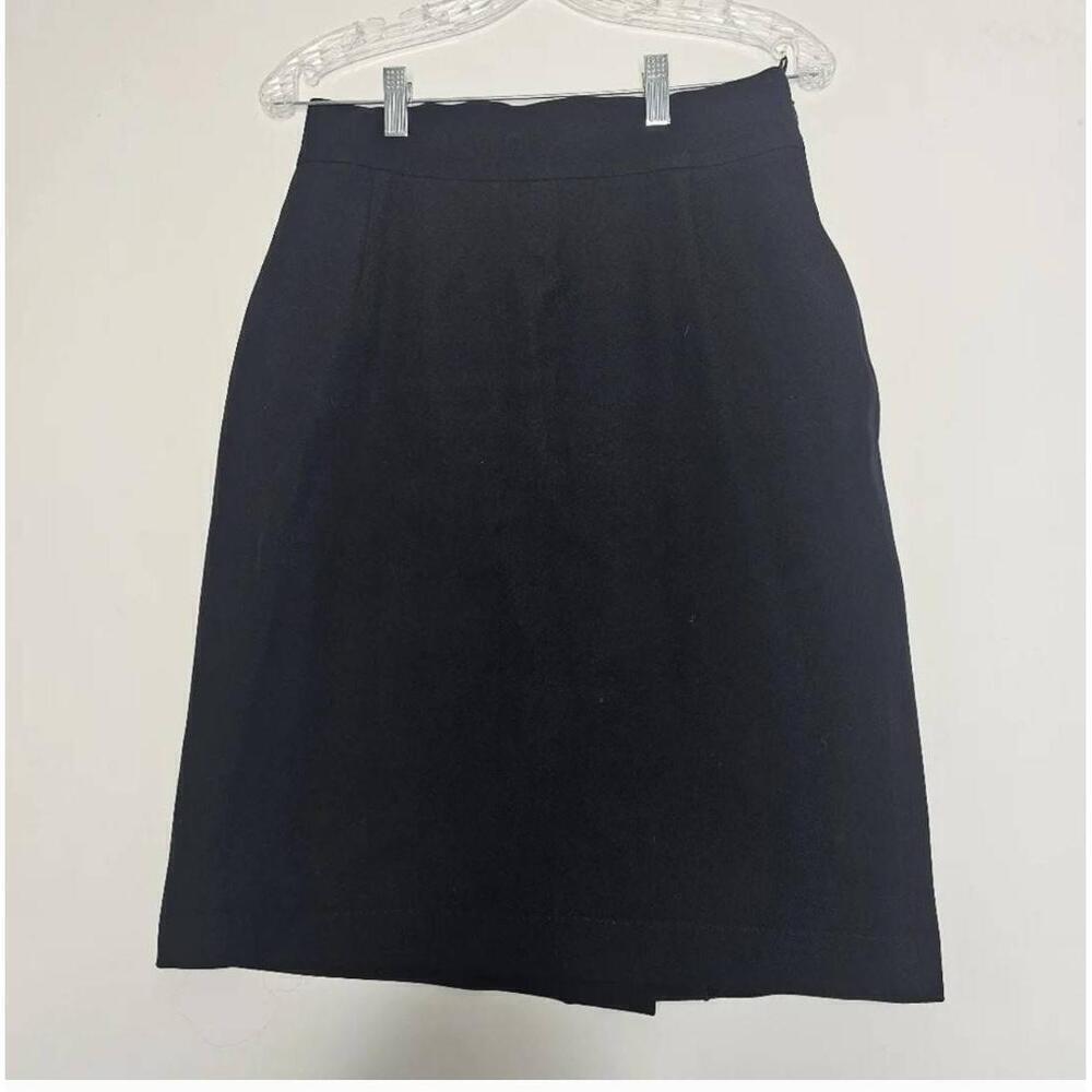 Prada Black Wool Knee-Length Pencil Skirt Side Zipper Vintage 90s